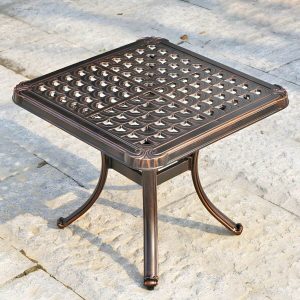 Französischer Landhaus-Patio-Tisch im Freien Aluminiumrahmen Beistelltisch - Nur Tisch 24"L x 24"B x 25"H Blau-Orange