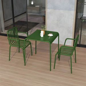 Eleganter Eiserner Terrassen-Esstisch im modernen Stil mit UV-beständigem und nicht faltbarem Design - Nur Tisch 120 x 70 x 75 cm Pink