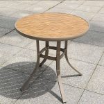 Einfaches Natürliches Finish Ingenieurholz UV-geschütztes Runden Outdoor-Esstisch, Ohne Stühle, 31.5"L x 31.5"B x 28.7"H, Holz/Beige, Sonnenschirm Loch Nicht Enthalten