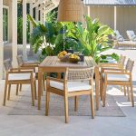 Landhaus Naturholz Patio Armlehnenstuhl mit Kreidestoffbezug, Teak, Upgrade, 23"L x 22"B x 32"H