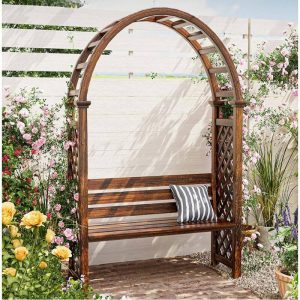 Art Deco Azur Holzterrasse Bank mit Rücken, wasserdicht, Blau, 56"L x 18"B x 86"H