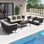 Hellgraues Alloy Sofa für 1 Person mit UV-beständigem trendigem Kissen, 1 Stück, 29.5"L x 29.5"B x 29.5"H