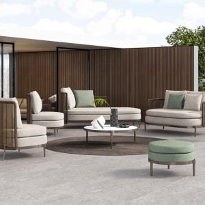 Dunkelgraues Legier-Liegesofa für 2 Personen - Trendig mit Kissen UV-beständig und Polster, Liegesofa