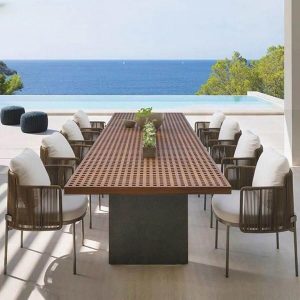 Polstermöbel-Set mit pilzresistentem 9-teiligem Outdoor-Esstischset, 118"L x 35"B x 29"H, Tisch & 8 Stühle