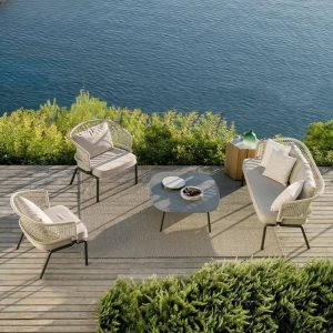 Weiße Legierungsloveseat für 2 Personen - Trendig, UV-beständig mit Kissen, 1 Stück, Loveseat