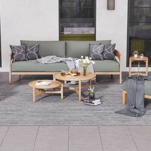 Leichtes Holz Loveseat mit natürlichem Holz, abnehmbarem Kissenbezug für 2 Personen, UV-beständig, trendiger Stil, 1 Stück, 2-Sitzer Sofa