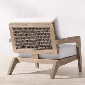 Holzfarbenes Sofa mit abnehmbarem Kissen, natürliches Holz für 3 Personen, UV-beständig, trendiger Stil - 1 Stück, 71"L x 34"B x 29"H