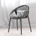 Moderner blauer stapelbarer polymerisierter Patio-Armstuhl mit 1 Stuhl, Graublau