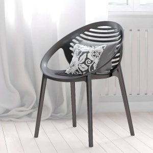 Moderner blauer stapelbarer polymerisierter Patio-Armstuhl mit 1 Stuhl, Graublau