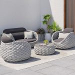 Cord Frame Schwarz Loveseat für 2 - Trendig mit Kissen UV-beständig und Polster, 57"L x 33"B x 27"H