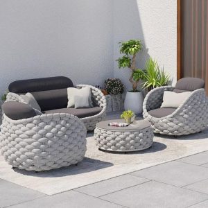 Cord Frame Schwarz Loveseat für 2 - Trendig mit Kissen UV-beständig und Polster, 57"L x 33"B x 27"H