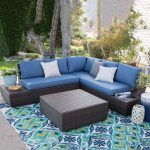 Schwarzes Rankengeflecht WeCourtyard Sofa Kombination Modern für draußen - 3-teiliges Set (Loveseats & 3-Sitzer Sofa & Couchtisch)