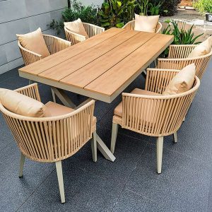 Sage Outdoor-Esstischset mit Legierungsrahmen, 7-teiliges Set, wetterfest mit Stuhl, einfachem Stil und Tisch, Grün, 59,1"L x 35,4"B x 29,5"H, Tisch & 6 Stühle