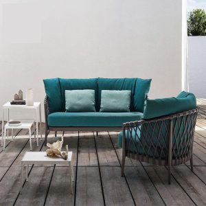 Aqua Legierung Loveseat für 2 mit UV-beständiger trendiger Polsterung, 1 Stück, 59"L x 29,5"B x 27,5"H