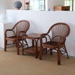 Trendiger Outdoor-Armlehnenstuhl mit Rattanrahmen in Auburn, 1 Stuhl, 19"L x 19"B x 35"H