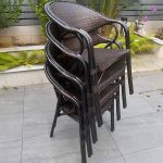 Natürliche Farbe Outdoor-Esstischgarnitur mit Legierungsrahmen, 7-teiliges Set, wetterfeste Stühle, einfacher Stil und Tisch, Champagner, 86,6"L x 35,4"B x 29,5"H, Tisch & 6 Stühle