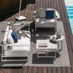 Weißer Edelstahl-Loveseat mit Kissen für 2 Personen, UV-beständiges trendiges Kissen, Loveseat, Creme