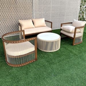 Hellgraues Schwammsofa, UV-beständig für 1, trendiger Stil mit Kissen, 1 Stück, 1-Sitzer Sofa