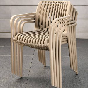 Elfenbein Outdoor-Esstischset mit flammenresistenten Polymer-Verbundstoff-Stühlen, 5-teilig, einfacher Stil und Tisch, 51"L x 31"B x 28"H, Tisch & 4 Stühle