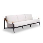 Weißes Sofa mit Schaumstofffüllung, für 3 Personen, UV-beständiger trendiger Stil mit Kissen, 1 Stück, 3-Sitzer Sofa
