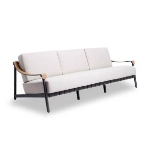 Weißes Sofa mit Schaumstofffüllung, für 3 Personen, UV-beständiger trendiger Stil mit Kissen, 1 Stück, 3-Sitzer Sofa
