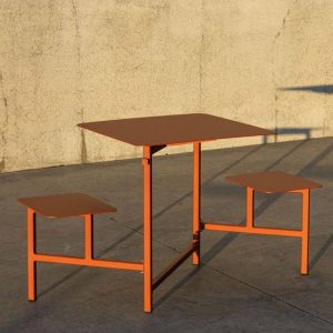 Einfacher Outdoor-Picknicktisch mit Aluminiumrahmen und weißer Tischplatte, Weiß