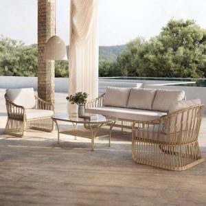 Sofa mit abnehmbarem Kissen, weißer Bezug, Rahmen aus Legierung, UV-beständig, für 1, trendiger Stil, 1 Stück, 1-Sitzer Sofa