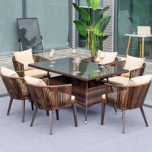 Klares Patio-Esszimmer-Set, Glas-Rechteck-Tisch mit Stuhl, UV-beständig, 5-teilig, 59"L x 35"B x 29"H, Tisch & 4 Stühle