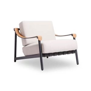Trendiges wasserfestes Metallsofa für 1 Person mit schwarzem Rahmen, Kissen und 1 Stück, 1-Sitzer Sofa