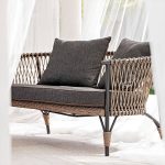 Couch mit schwarzer Polsterung, Schaumstofffüllung, 3 Personen, UV-beständiger moderner Stil, Kissen inbegriffen, 1 Stück, 3-Sitzer Couch