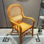 Gelber Rattan-Außenarmstuhl, lässiger Stil, 1 Stuhl, gelb
