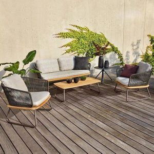 Sofa mit abnehmbaren grauen Schaumstoffkissen, UV-beständig für 1 Person, trendiger Stil, 1 Stück, 1-Sitzer Sofa