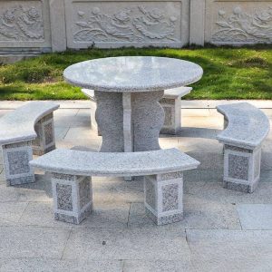 Hellgrauer Steinquadratischer Patio-Esstisch im einfachen Stil, nur Tisch