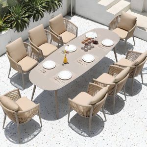 Moderner Outdoor Armlehnenstuhl in Beige Aluminium Material mit Kissen für 1 Stuhl, 24"L x 22"B x 31"H