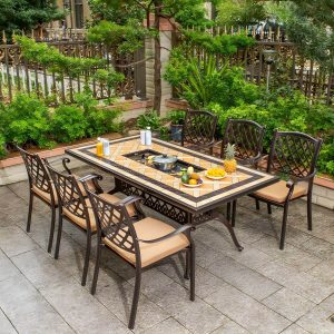 Industrieller Outdoor-Esstisch Aluminium feuerfest Patio Tisch - Nur Tisch 47,2"L x 47,2"B x 28,3"H
