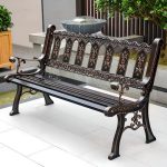 Bohemian Antique Brass Alloy Patio Bank mit gebogenem Sitz und Rücken, wasserdicht, 59"L x 23"B x 35"H