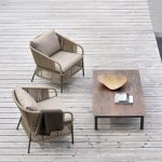 Hellbraunes Schwammsofa für 1 Person mit UV-beständigem Kissen - Trendiger Stil - 1 Stück, Khaki