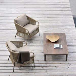 Hellbraunes Schwammsofa für 1 Person mit UV-beständigem Kissen - Trendiger Stil - 1 Stück, Khaki
