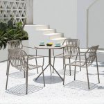 Casual Grey Aluminum Metal Outdoor Arm Chair, stapelbar, 1 Stuhl, 20"L x 23"B x 32"H