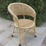 Simplistic Unfinished Color Rattan Woven Patio Arm Chair with Back and Legs, 1 Chair, 21"L x 19"W x 33"H