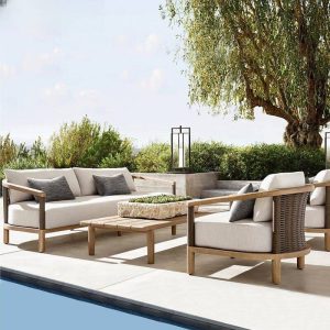 Sofa mit abnehmbarem Kissen, weißer Bezug, Schaumstofffüllung, UV-beständig für 1, trendiger Stil - 1 Stück, 1-Sitzer Sofa