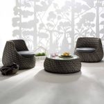 Patio-Sofa-Sitzset mit abnehmbarer Polsterung, Sepia-Glastisch, Polyester graue Polsterung, 3-teiliges Set, UV-beständig, 3-teiliges Set (2 Stühle & 1 Couchtisch)
