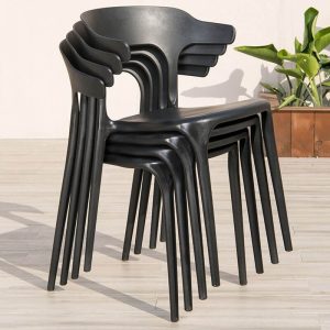 Outdoor-Esstisch mit Polymer-Verbundsitz, flammhemmend, 3-teiliger Mitternachtsschwarzer Stuhl, einfacher Stil Tisch, 27,6"L x 27,6"B x 28,3"H, Schreibtisch mit 2 Stühlen