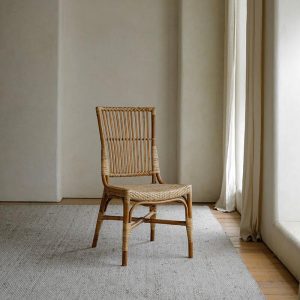 Simplistic Chalk Rattan Outdoor Side Chair, UV-beständig mit Kissen, 1 Stuhl, Braun, ohne Armlehne, 20"L x 22"B x 34"H