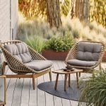 Holzfarbene Loveseat, wasserdicht für 2, trendiger Stil, Kissen inklusive - 1 Stück, Loveseat, Esche