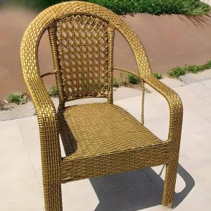 Minimalistischer schwarzer Stahl UV-schützender stapelbarer Patio-Armlehnsessel mit 1 Stuhl, Schwarz