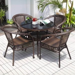 Outdoor-Esstisch mit Legierungsrahmen, flammhemmend, 3-teilig, Mitternachtsschwarz, Stuhl, einfacher Stil, Tisch, 35.4"L x 35.4"B x 28.3"H, Schreibtisch mit 2 Stühlen
