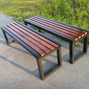 Art Deco Auburn Holz Gartenbank mit Rückenlehne, 39"L x 16"B x 33"H