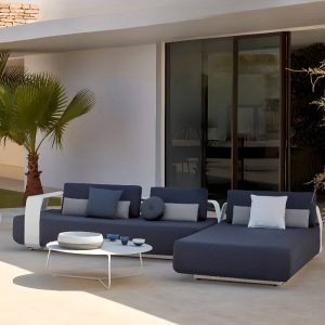 Grünes Outdoor-Sofa-Konversationsset mit grünem Ottoman und Chalk-Gestell, 4-teiliges Set (2 Stühle & Loveseats & Ottoman)