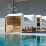 Weißes Schwammsofa für 3 mit Kissen - Trendiges UV-beständiges Kissen, 3-Sitzer Mittelposition Sofa